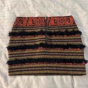 english rose Black stretch skirt with Orange and Brown Embroidery